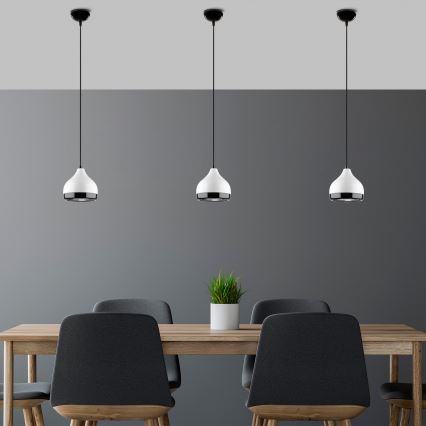 Lustr na lanku YILDO 1xE27/40W/230V bílá/černá