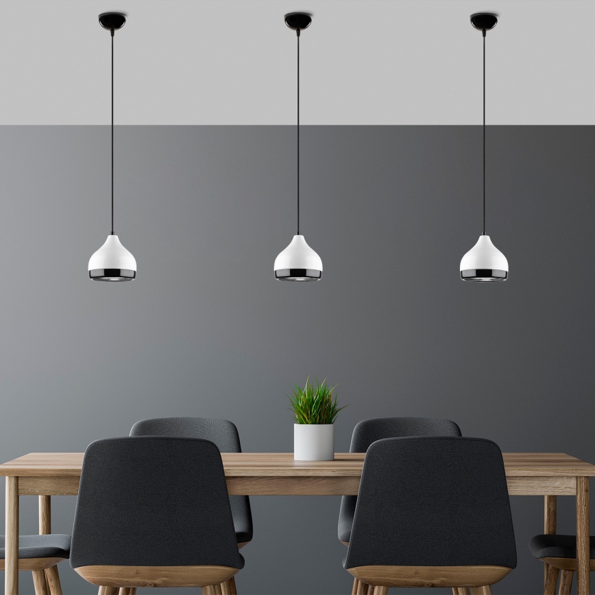 Lustr na lanku YILDO 1xE27/40W/230V bílá/černá