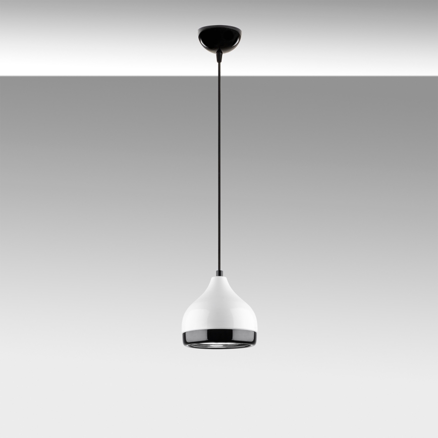 Lustr na lanku YILDO 1xE27/40W/230V bílá/černá