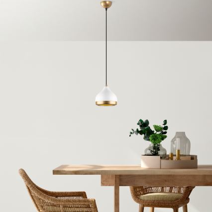 Lustr na lanku YILDO 1xE27/40W/230V bílá/zlatá