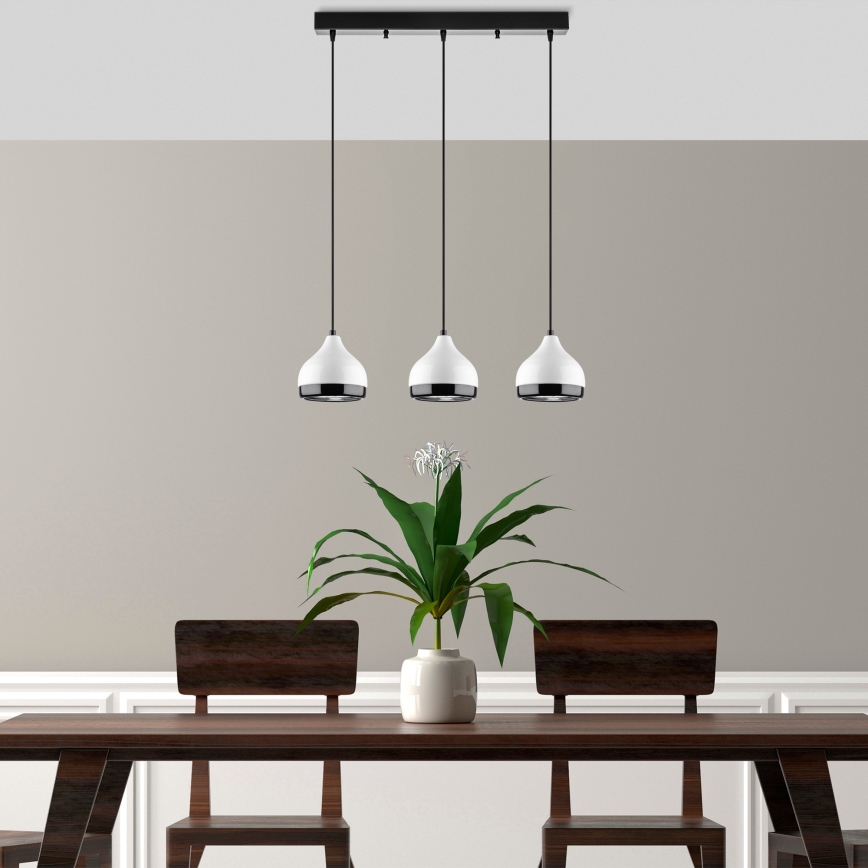 Lustr na lanku YILDO 3xE27/40W/230V bílá/černá