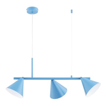 Lustr na lanku ZELTA 3xE27/15W/230V modrá