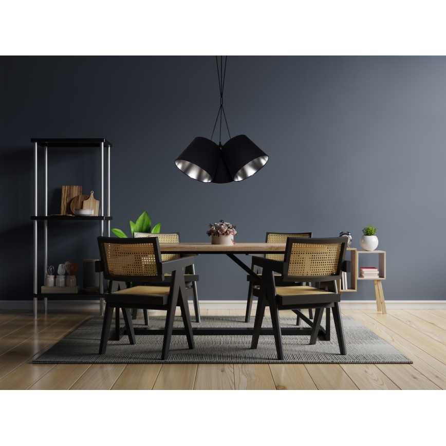 Lustr na lanku ZOMA 3xE27/60W/260V černá/lesklý chrom