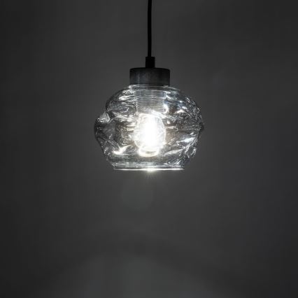 Lustr na lanku ZULIA 1xE27/15W/230V černá/kouřová černá