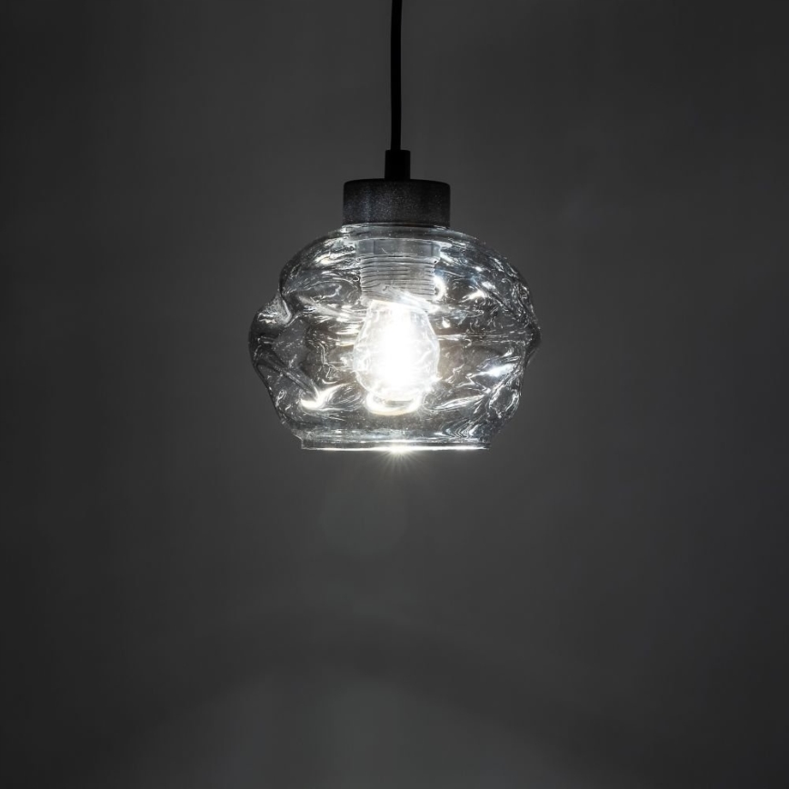 Lustr na lanku ZULIA 1xE27/15W/230V černá/kouřová černá