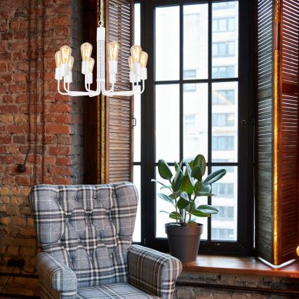 Lustr na řetězu 10xE27/60W/230V bílá