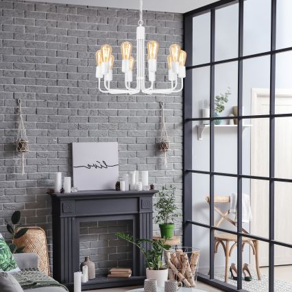 Lustr na řetězu 10xE27/60W/230V bílá