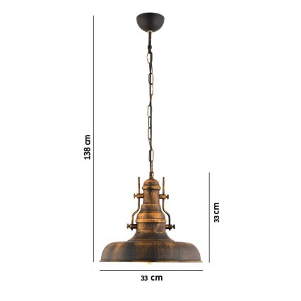 Lustr na řetězu 1xE27/40W/230V bronzová
