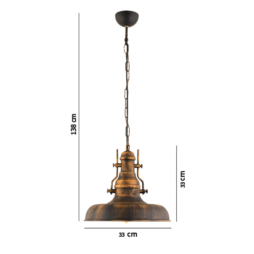 Lustr na řetězu 1xE27/40W/230V bronzová