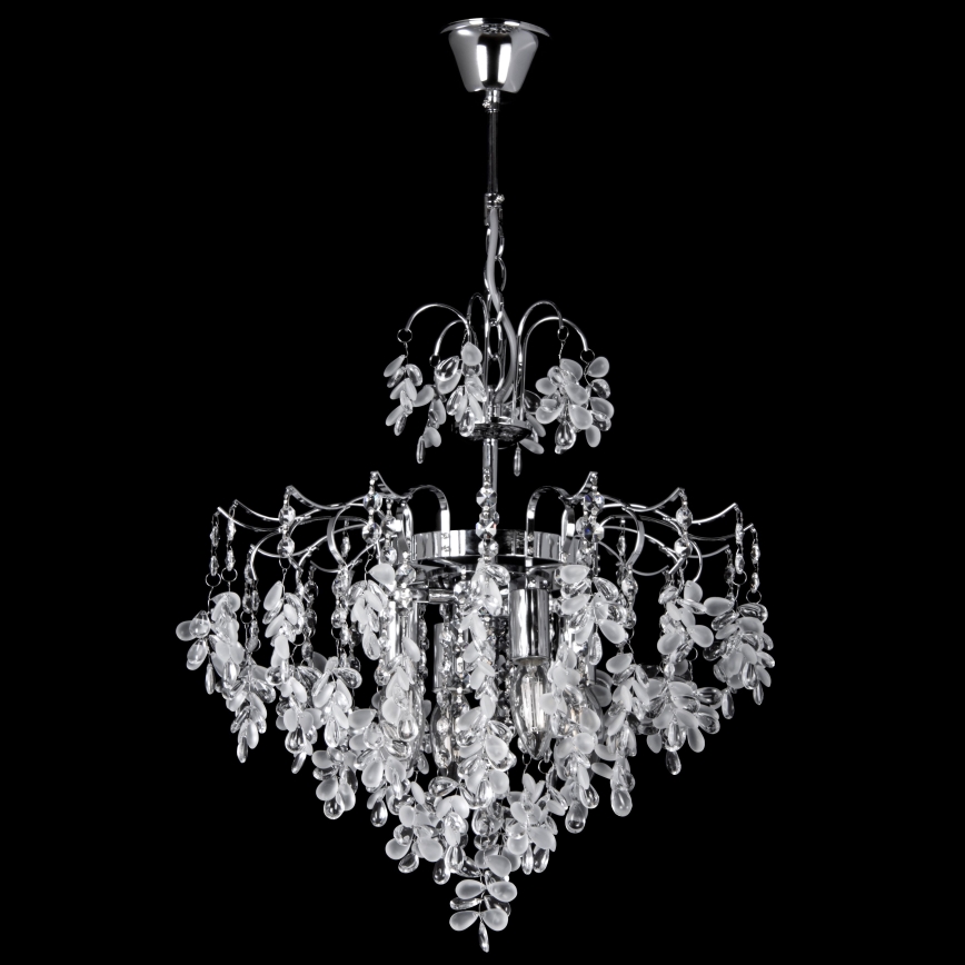 Lustr na řetězu 4xE14/60W/230V pr. 40 cm lesklý chrom