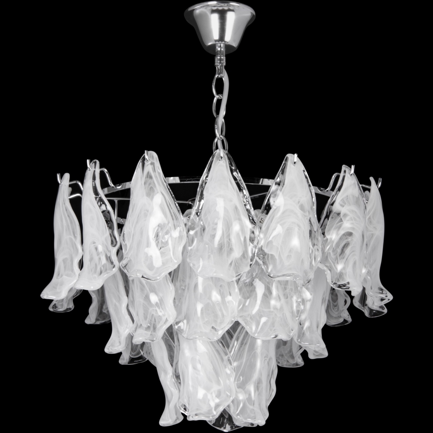 Lustr na řetězu 4xE27/60W/230V pr. 40 cm lesklý chrom/bílá