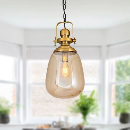 Lustr na řetězu BOTTLE 1xE27/40W/230V zlatá