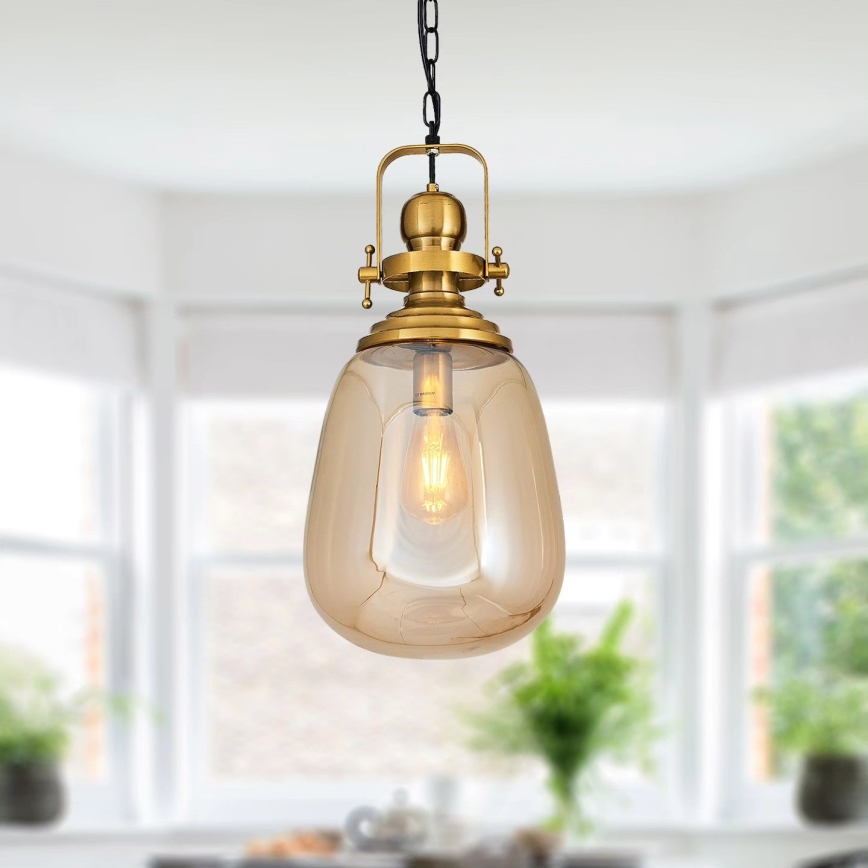 Lustr na řetězu BOTTLE 1xE27/40W/230V zlatá