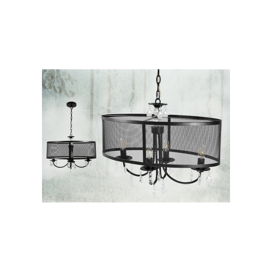 Lustr na řetězu BRESSO 4xE14/12W/230V černá