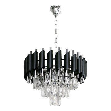 Lustr na řetězu CRISTAL 5xE14/10W/230V černá/matný chrom
