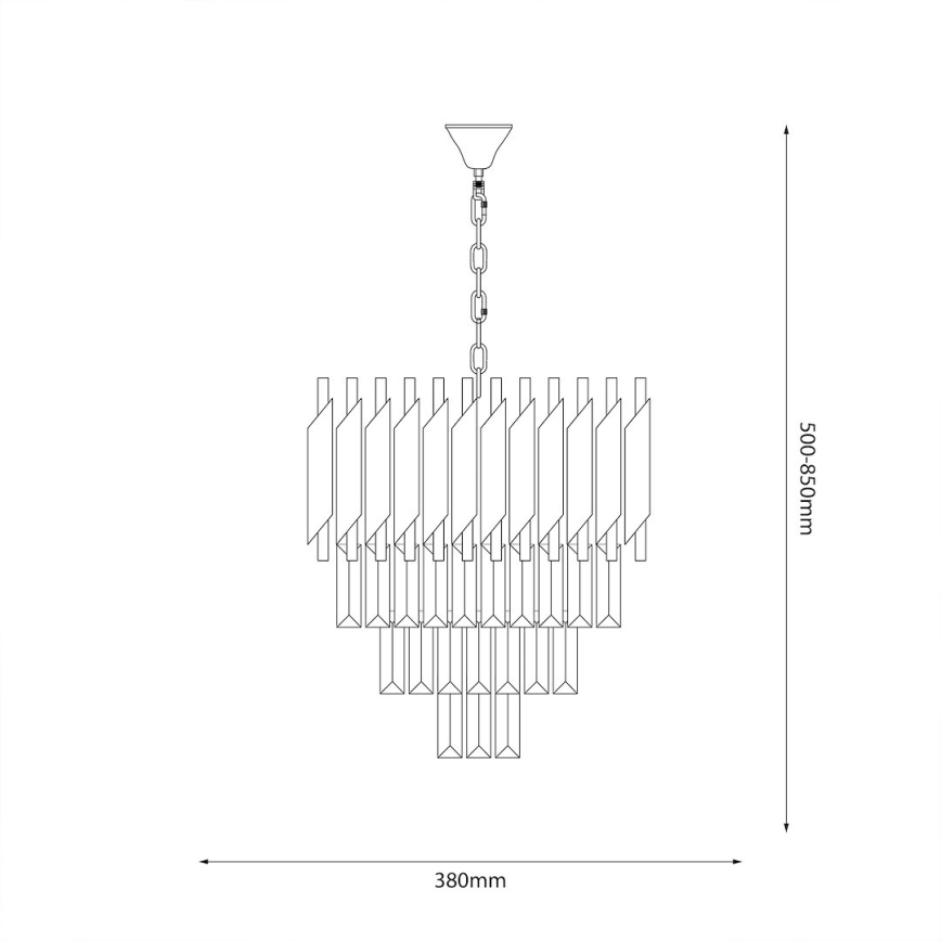 Lustr na řetězu CRISTAL 5xE14/10W/230V pr. 38 cm černá/matný chrom