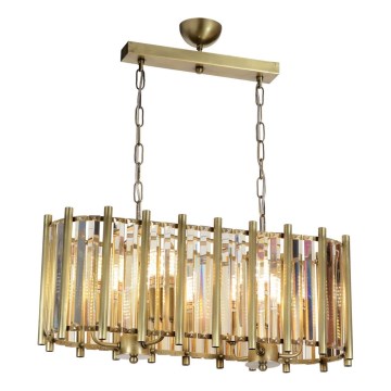 Lustr na řetězu CRYSTALLINE 6xE14/40W/230V mosaz