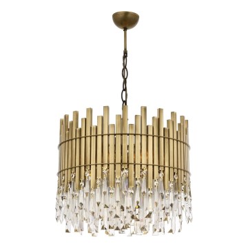 Lustr na řetězu CRYSTALLINE 6xE27/40W/230V pr. 40 cm mosaz