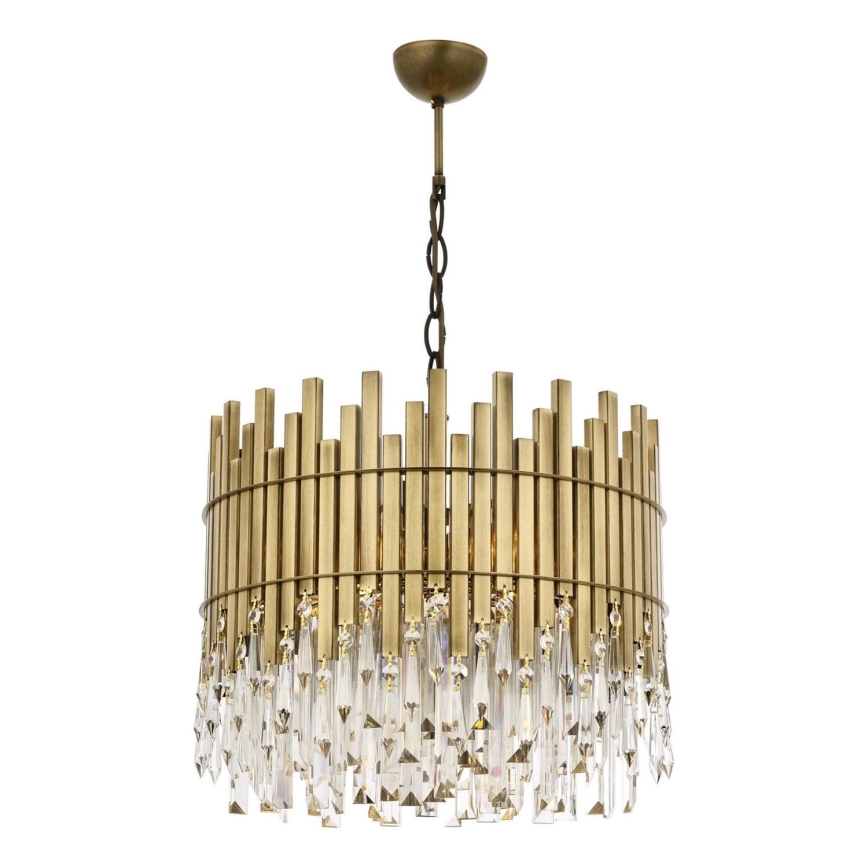 Lustr na řetězu CRYSTALLINE 6xE27/40W/230V pr. 40 cm mosaz