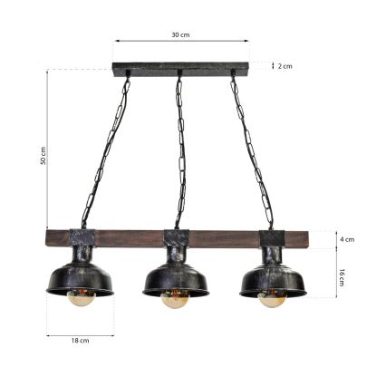 Lustr na řetězu FARO 3xE27/60W/230V