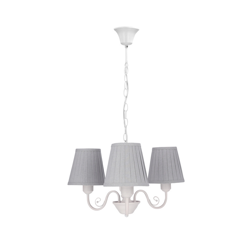 Lustr na řetězu FIREZ 3xE27/40W/230V bílá/šedá