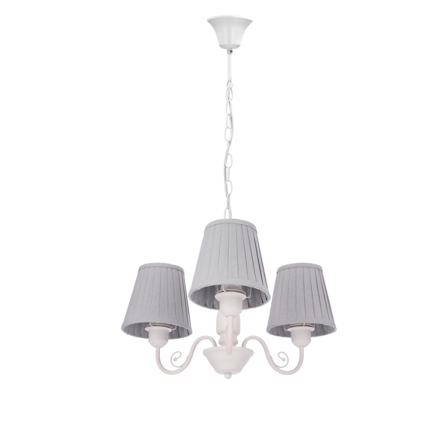 Lustr na řetězu FIREZ 3xE27/40W/230V bílá/šedá