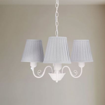 Lustr na řetězu FIREZ 3xE27/40W/230V bílá/šedá