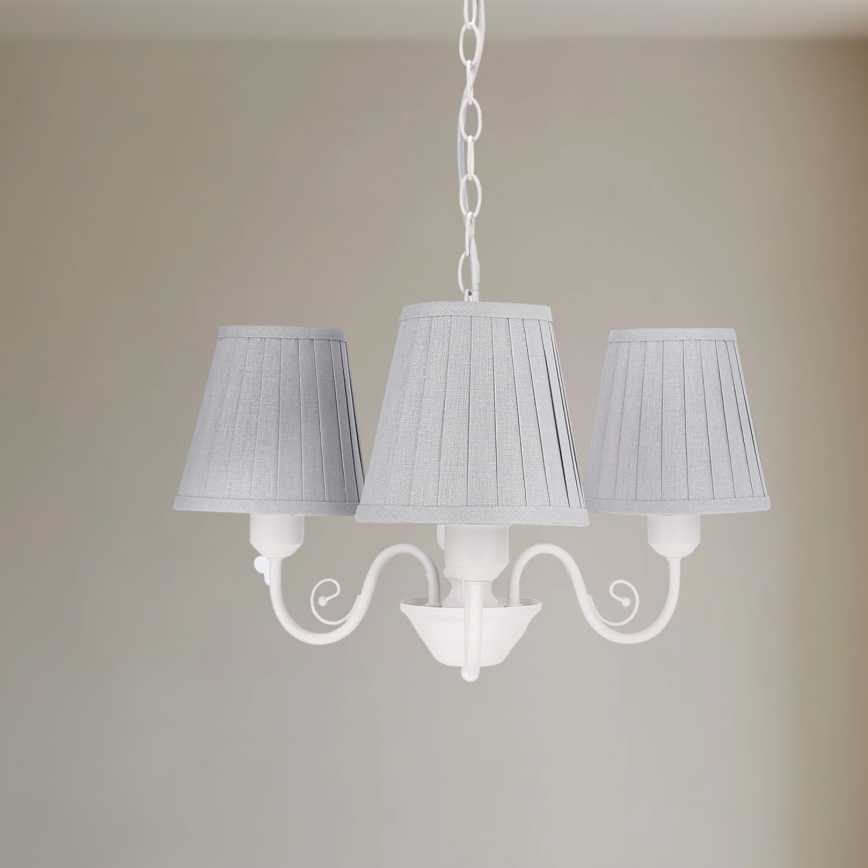 Lustr na řetězu FIREZ 3xE27/40W/230V bílá/šedá