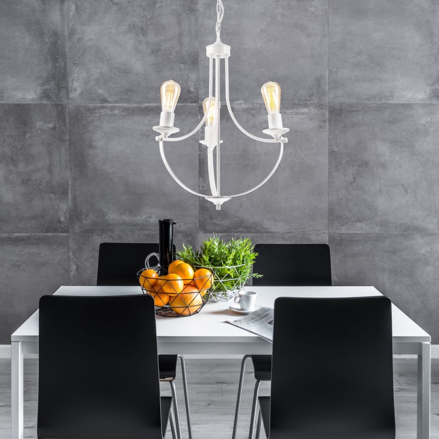 Lustr na řetězu GINA 3xE27/60W/230V bílá