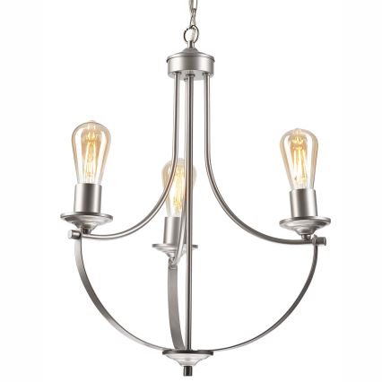 Lustr na řetězu GINA 3xE27/60W/230V matný chrom