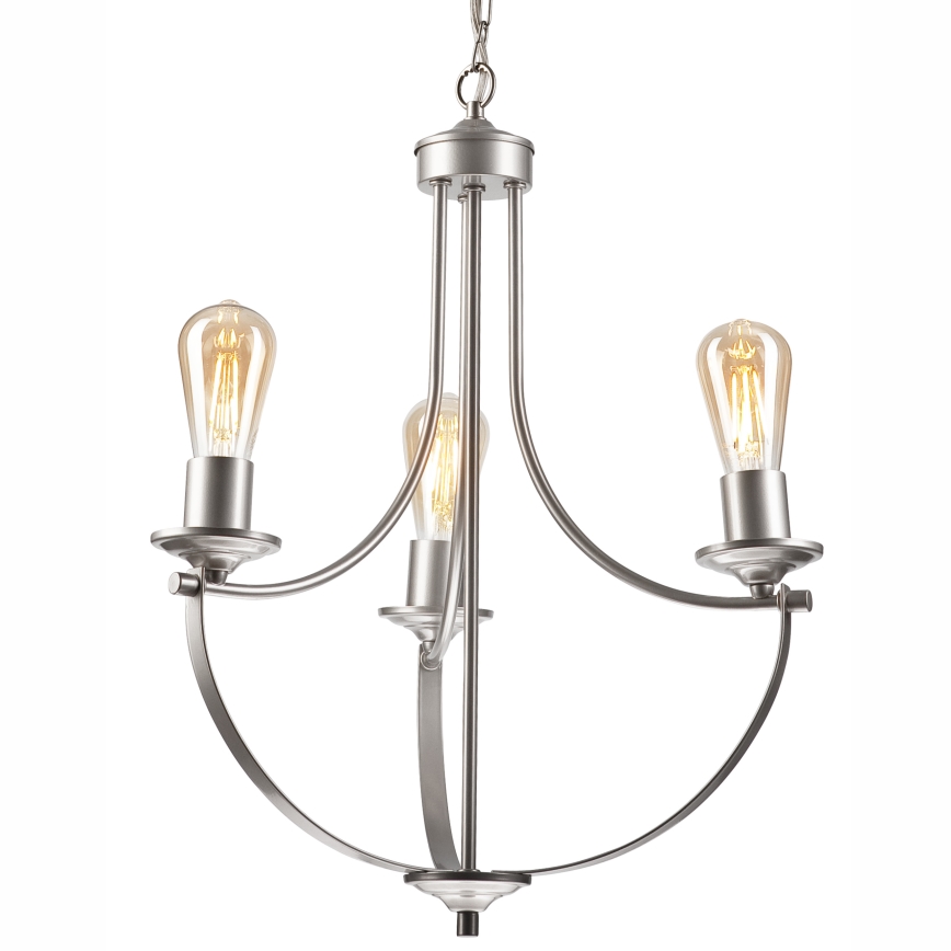 Lustr na řetězu GINA 3xE27/60W/230V matný chrom