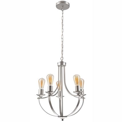 Lustr na řetězu GINA 5xE27/60W/230V matný chrom