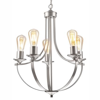 Lustr na řetězu GINA 5xE27/60W/230V matný chrom