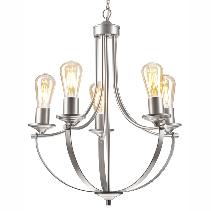 Lustr na řetězu GINA 5xE27/60W/230V matný chrom