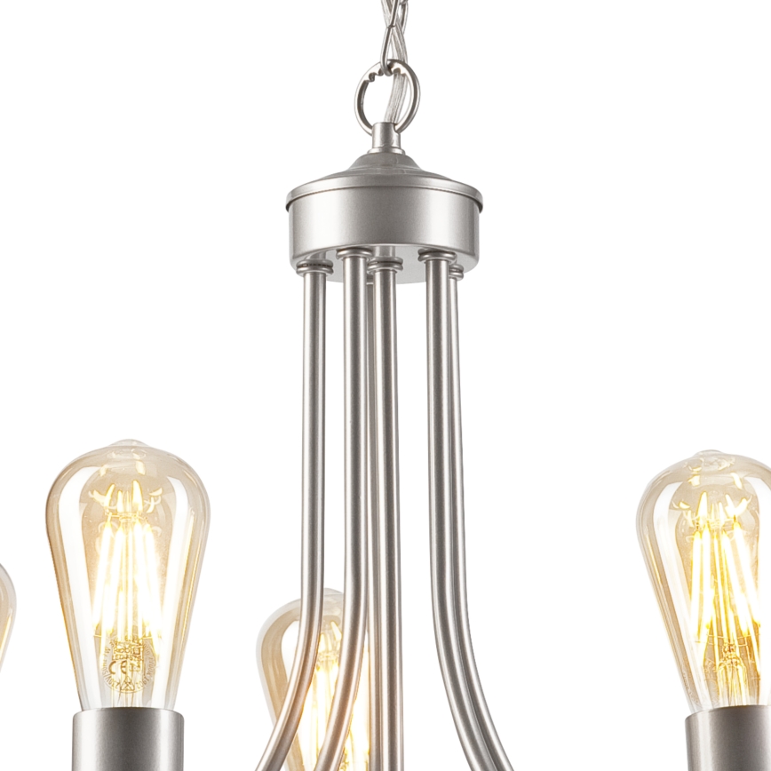 Lustr na řetězu GINA 5xE27/60W/230V matný chrom