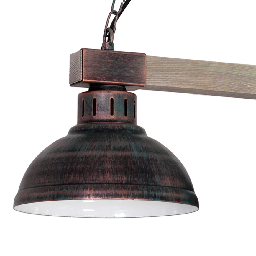 Lustr na řetězu HAKON 3xE27/60W/230V borovice/patina