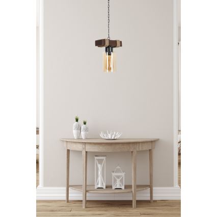 Lustr na řetězu JASMIN 1xE27/40W/230V hnědá/béžová