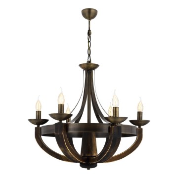 Lustr na řetězu KOBE 6xE14/40W/230V hnědá