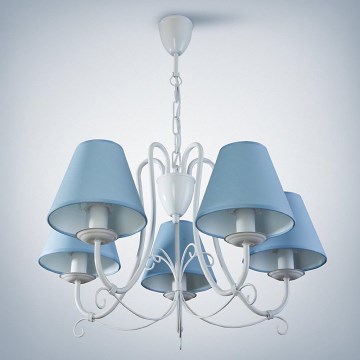 Lustr na řetězu LILLIAN 5xE14/40W/230V světle modrý