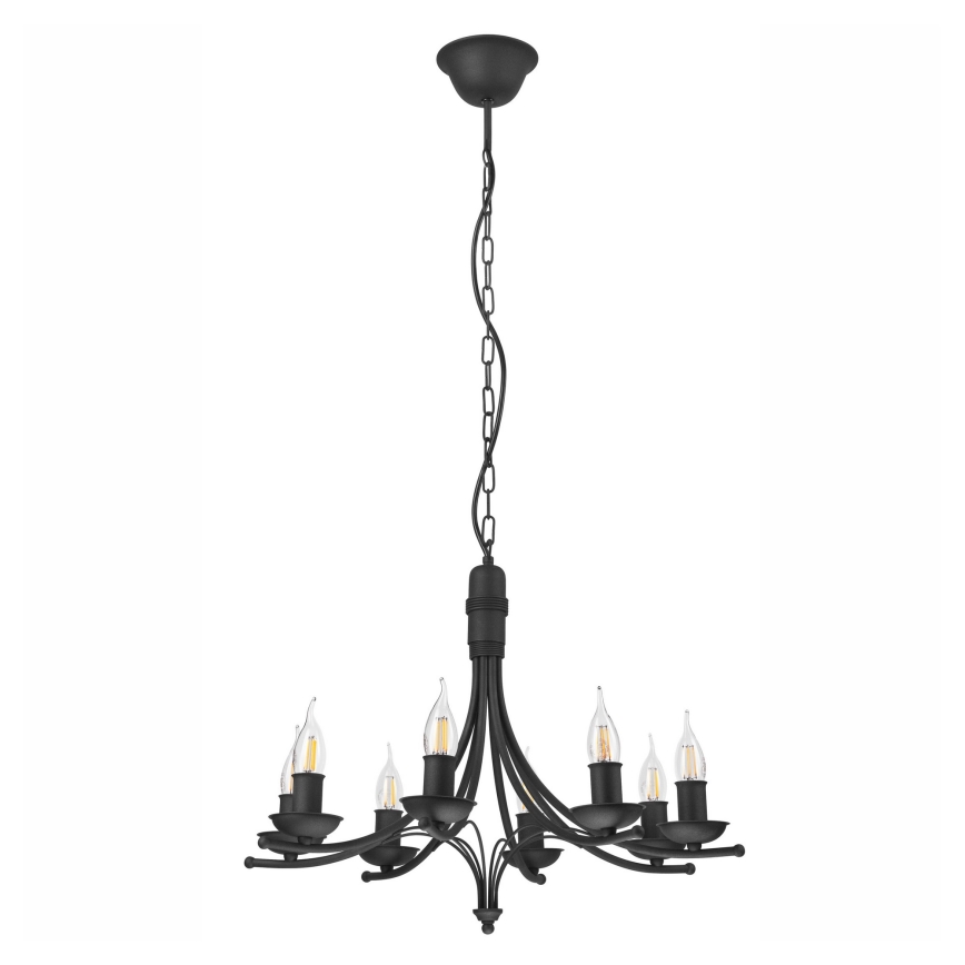 Lustr na řetězu LUCY 8xE14/60W/230V černá