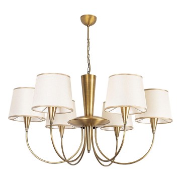 Lustr na řetězu PARDO 6xE27/40W/230V zlatá/krémová