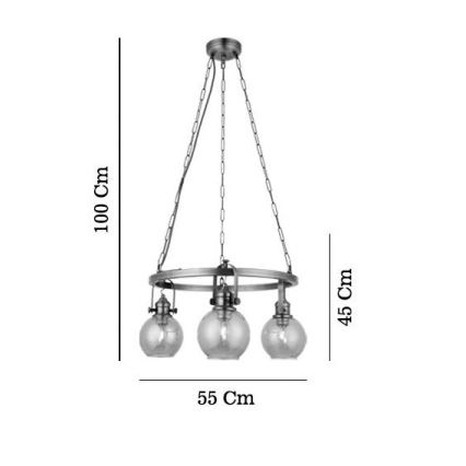 Lustr na řetězu POLINO 3xE27/40W/230V bronzová