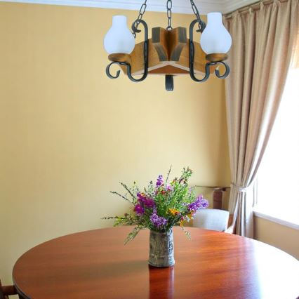 Lustr na řetězu QUEEN 3xE14/40W/230V buk