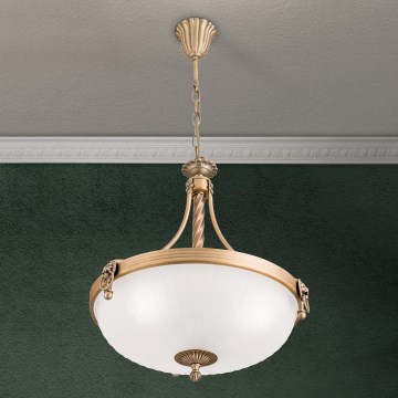 Lustr na řetězu ROCCA 3xE27/60W/230V pr. 42 cm bronz/bílá