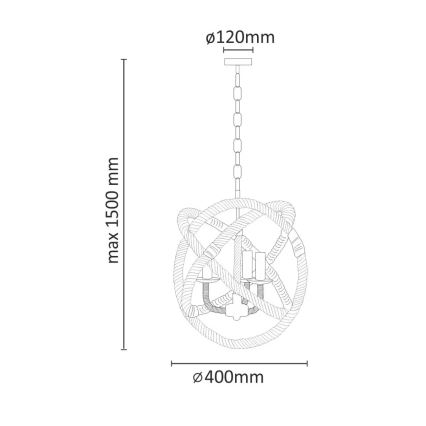 Lustr na řetězu ROPE GLOBO 3xE14/10W/230V