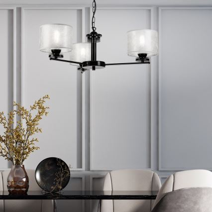 Lustr na řetězu ROSA 3xE27/60W/230V černá/šedá