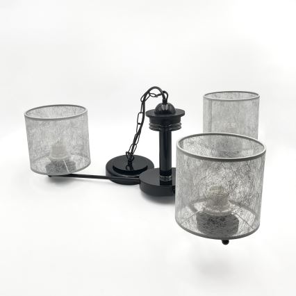 Lustr na řetězu ROSA 3xE27/60W/230V černá/šedá