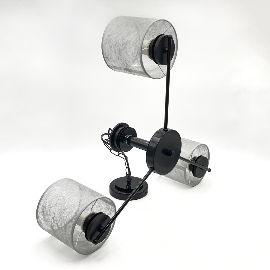 Lustr na řetězu ROSA 3xE27/60W/230V černá/šedá