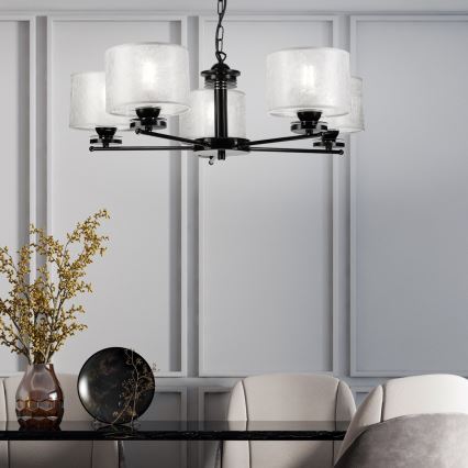 Lustr na řetězu ROSA 5xE27/60W/230V černá/šedá