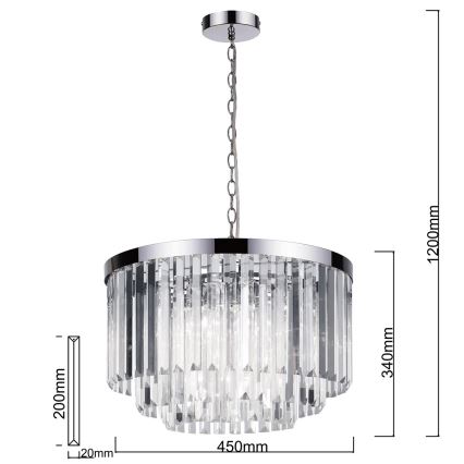 Lustr na řetězu VETRO 5xE14/60W/230V lesklý chrom